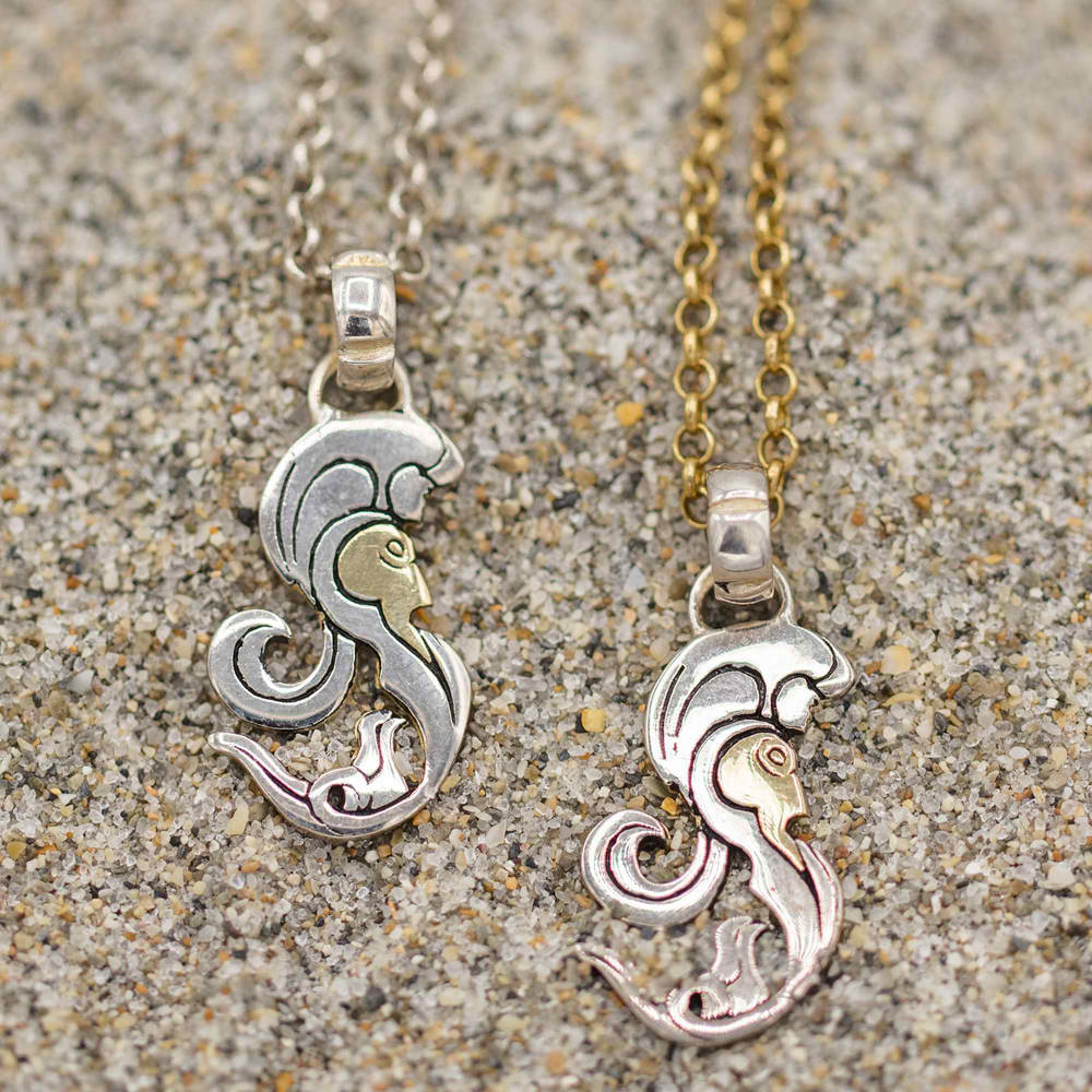 Small Sterling Silver Sea Goddess Pendant with Rolo Chain