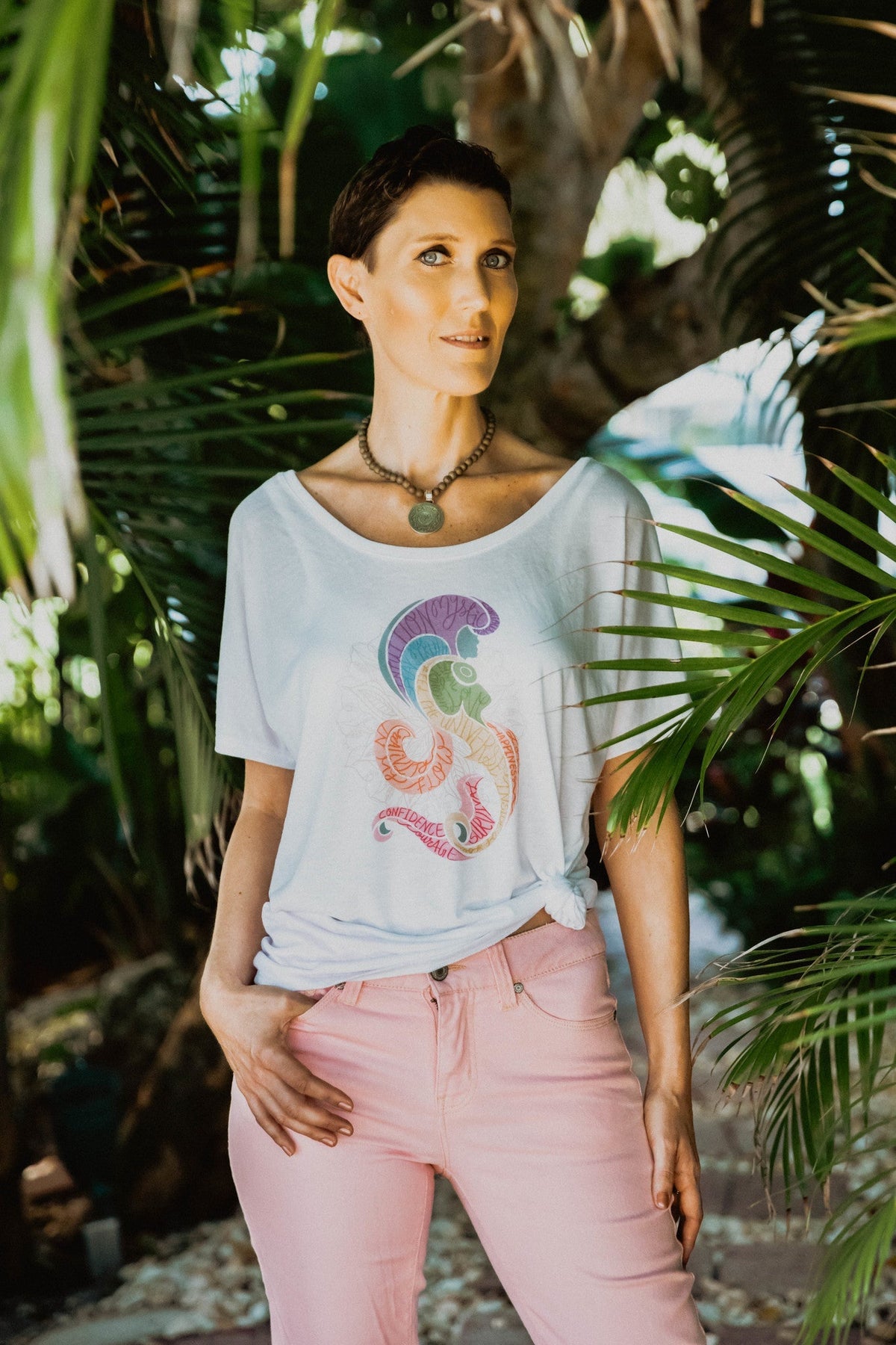 white slub slouchy tee