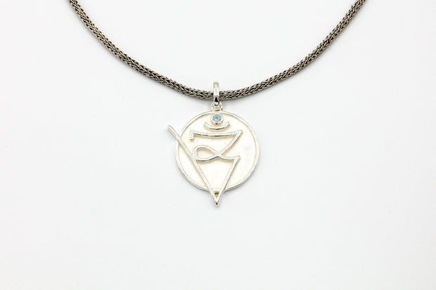 Atlantis Pendant With Topaz Semi Precious Stone on a Silver Bali Choker