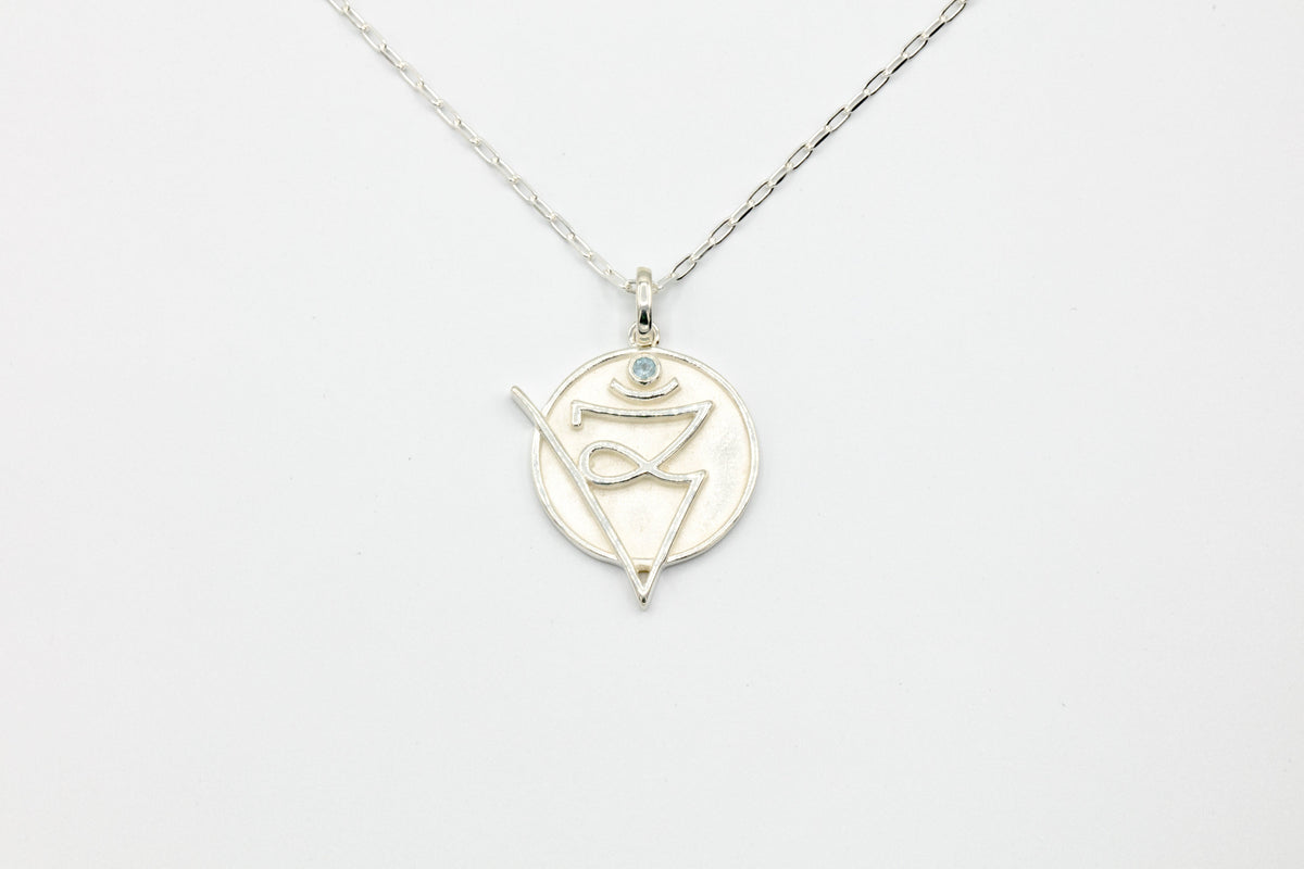 Atlantis Pendant With Topaz Semi Precious Stone with a Sterling 24” Rolo Chain