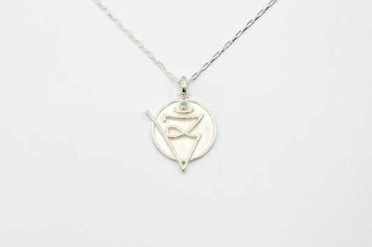 Atlantis Pendant With Topaz Semi Precious Stone with a Sterling 24” Rolo Chain