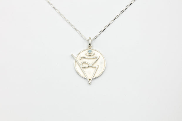 Atlantis Pendant With Topaz Semi Precious Stone with a Sterling 24” Rolo Chain