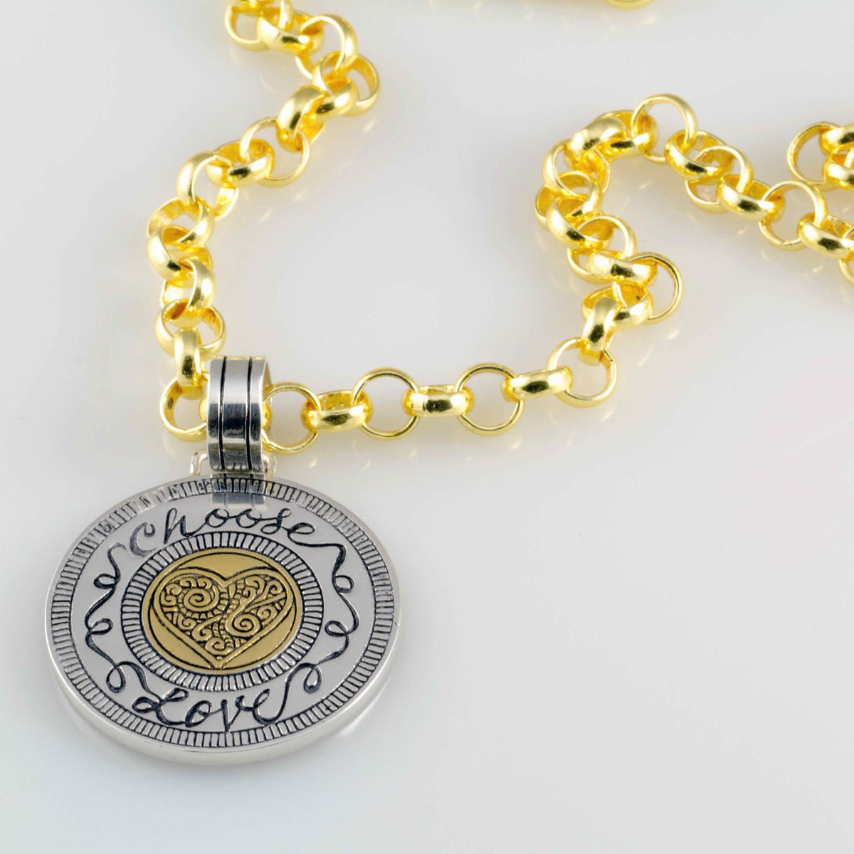 Gold Love with Gold Rolo Chain