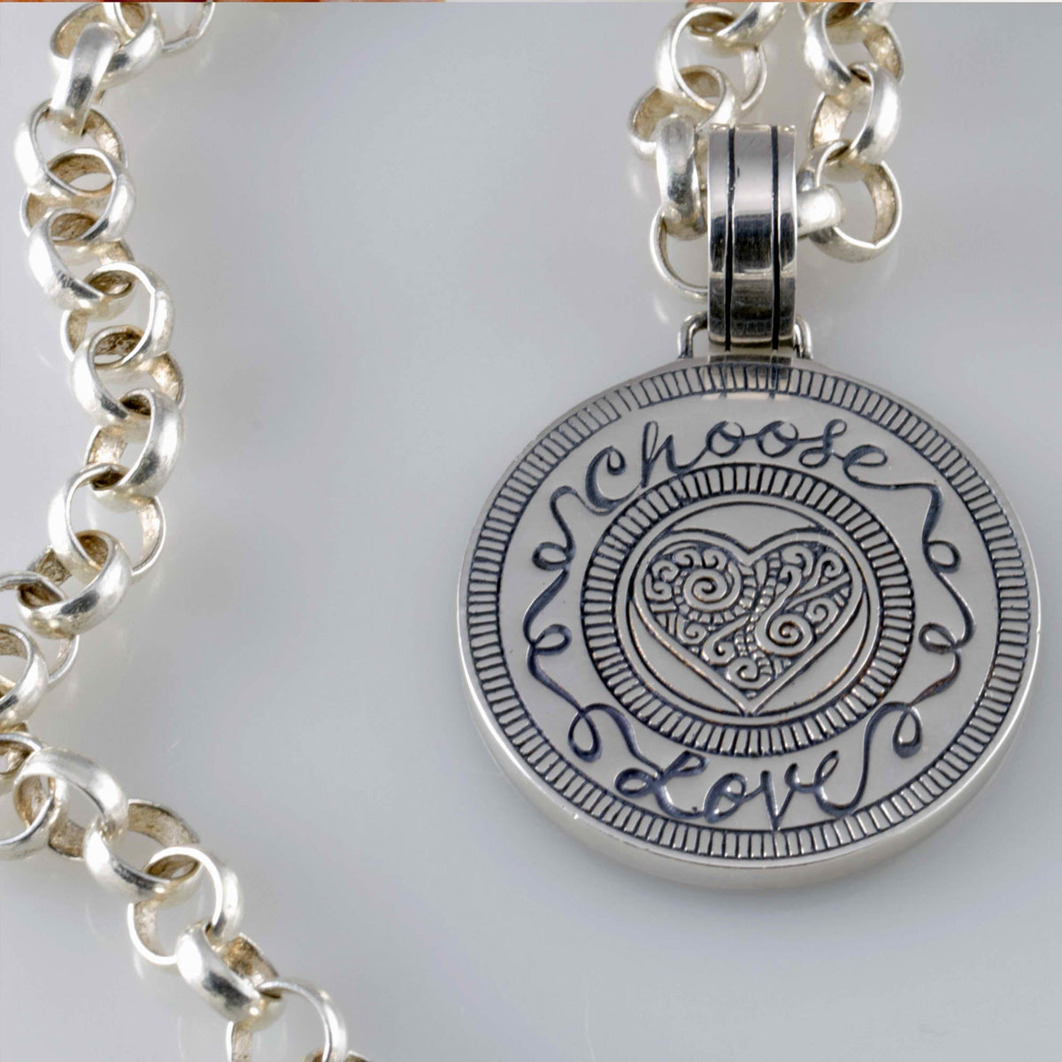 Silver Love with Silver Rolo Chain - Seakolors