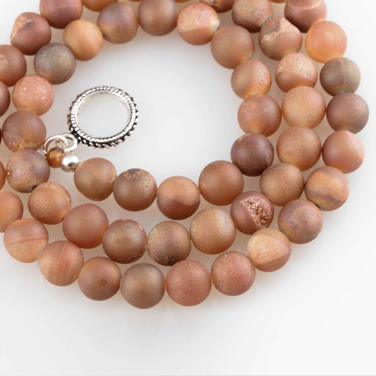 Peach Druzy Quartz Gemstone Necklace