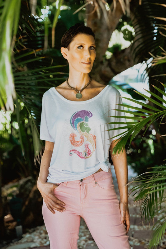 white slub slouchy tee