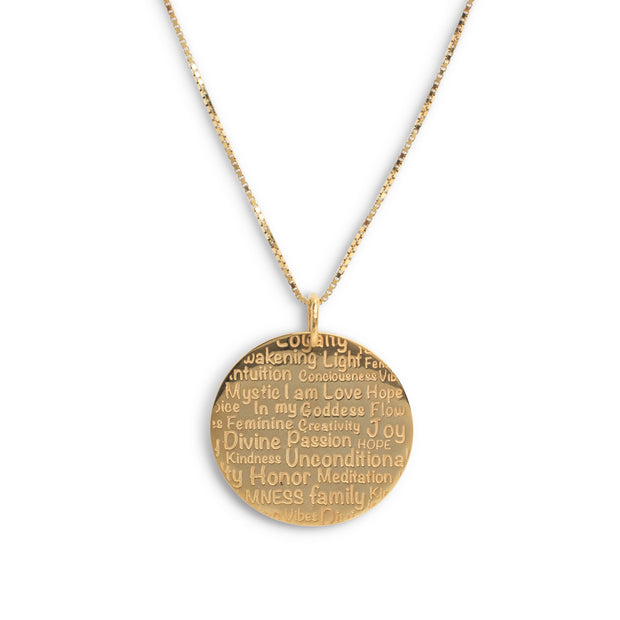 14KT Gold Overlay Word Pendant w/ 14KT 24” box chain